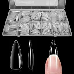 600pcs/box Clear Nail Tips Set, Medium/Long Coffin, Square, Almond, Stiletto, Oval, Round Shape, 10/12 Sizes, Press On Nails, Ma