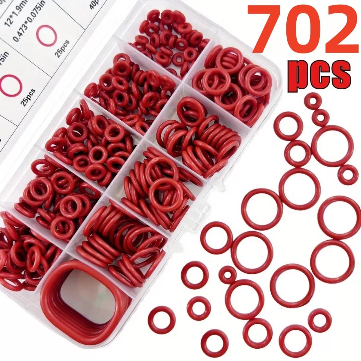 702/351pcs Silicone O-ring Set 10 Sizes Oil Heat Resistant Suitable For Cars Pipelines Circular rubber Sealing Ring Gasket Pad