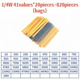 300pcs/600pcs/820pcs 1% Resistor Set Resistance 1/4W Metal Film Resistors Kit 10Ohm ~1M Ohm 30Values Electronic Components Kit