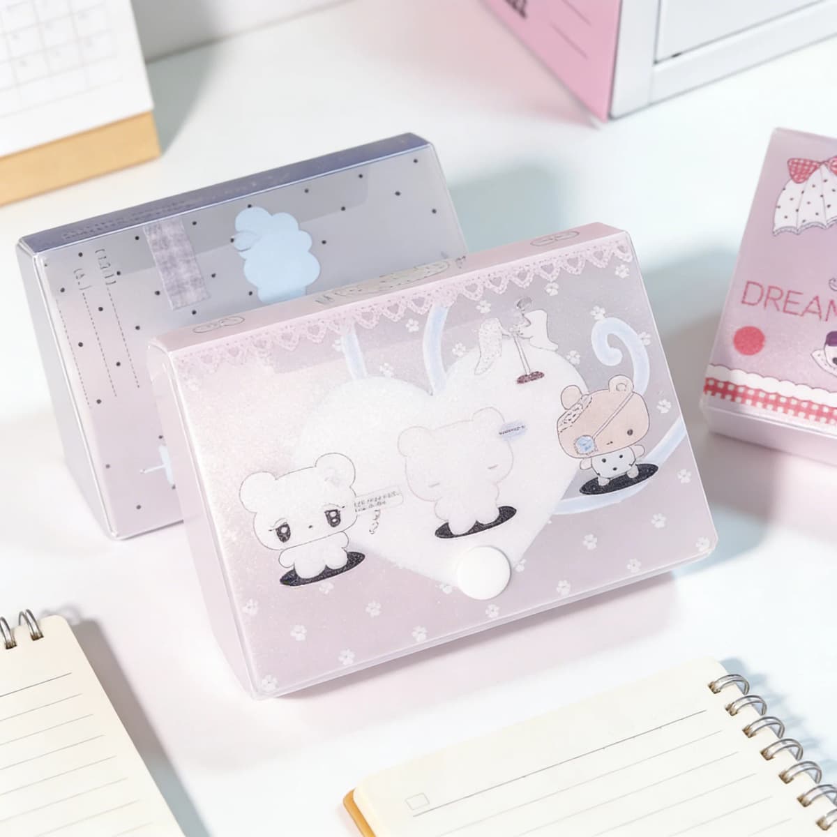 M5 Storage Box Organizer 3-inch Album Stickers Notes Idol Cards Photos Cute Name Card Holder Minimalist Style
