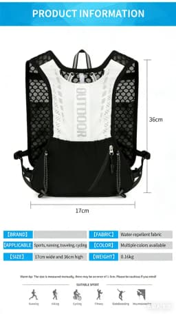 Reflective Running Hydration Vest Cycling Backpack for Outdoor Sports Climbing Hiking Mtb Road Bike - Adjustable Vest Bag