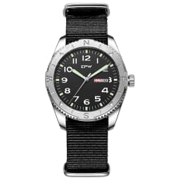 2026 TPW 40mm Field Watch - Easy Reading Fabric Strap Quartz Movement with Luminous Rotating Bezel Date & Day Functions