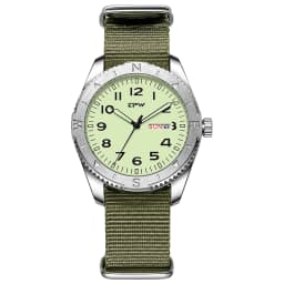 2026 TPW 40mm Field Watch - Easy Reading Fabric Strap Quartz Movement with Luminous Rotating Bezel Date & Day Functions