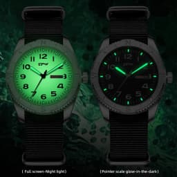 2026 TPW 40mm Field Watch - Easy Reading Fabric Strap Quartz Movement with Luminous Rotating Bezel Date & Day Functions