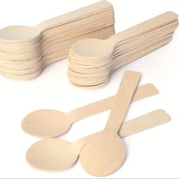 100-Pack 4.1inch Long Disposable Tasting Spoons, Mini Portable Birch Wood Tasting Spoons, Disposable Tableware Suitable for Home, Parties, Events, Gatherings, Weddings, and Large Events