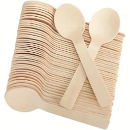 100-Pack 4.1inch Long Disposable Tasting Spoons, Mini Portable Birch Wood Tasting Spoons, Disposable Tableware Suitable for Home, Parties, Events, Gatherings, Weddings, and Large Events