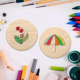 3/5/10pcs Set of Unfinished Round Wooden Coasters for DIY Crafts and Home Decor 4-Inch Diameter, Natural Wood Material, Perfect