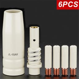 6PCS/Pack, MB-15AK 15AK Coated Welding Tool 0.8mm 1.0mm 1.2mm Purple Copper Conductive Coating Nozzle Insulating Sleeve Connecti