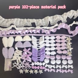 102 Pieces of Ribbon Lace Trim Handmade Material Kit Combination: Angel Wings, Plush Bunny Ears, Bow, Heart, Five-Pointed Star