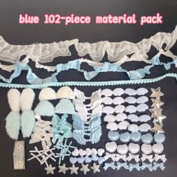 102 Pieces of Ribbon Lace Trim Handmade Material Kit Combination: Angel Wings, Plush Bunny Ears, Bow, Heart, Five-Pointed Star