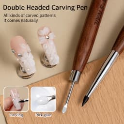 1/2PCS Wooden Double Head Nail Art Brush Silicone Carving Pen Nail Supplies Carving Flower Painting Pen for Nail Art Tool