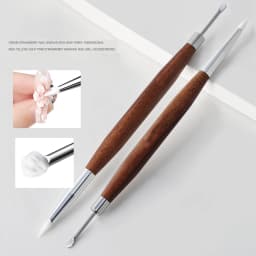 1/2PCS Wooden Double Head Nail Art Brush Silicone Carving Pen Nail Supplies Carving Flower Painting Pen for Nail Art Tool