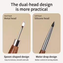 1/2PCS Wooden Double Head Nail Art Brush Silicone Carving Pen Nail Supplies Carving Flower Painting Pen for Nail Art Tool