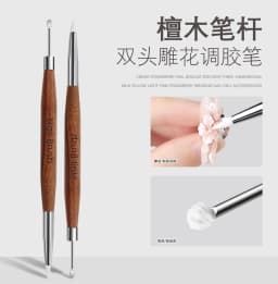 1/2PCS Wooden Double Head Nail Art Brush Silicone Carving Pen Nail Supplies Carving Flower Painting Pen for Nail Art Tool