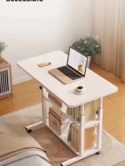 Computer Desk With Storage Shelves Portable Laptop PC Desk Mobile Standing Desk Adjustable Height Rolling Desk Workstation