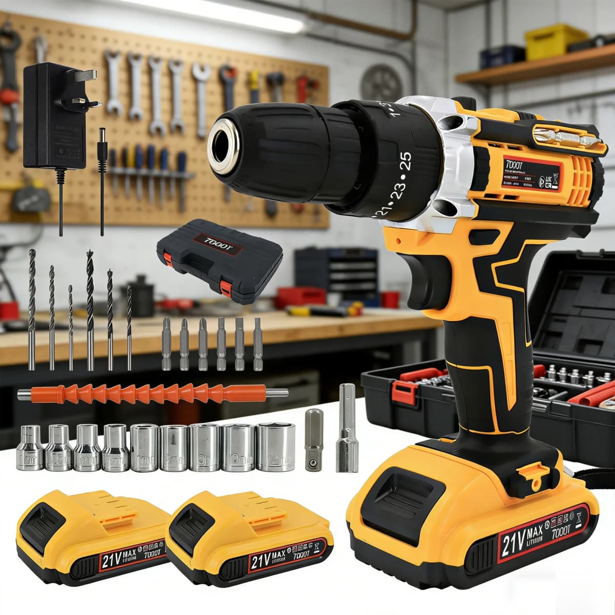 21V Cordless Screwdriver Kit with 2 Lithium Batteries & Screwdriver Bits, Handheld Power Screwdriver for Furniture Assembly, Home DIY and Daily Screw Fastening Work