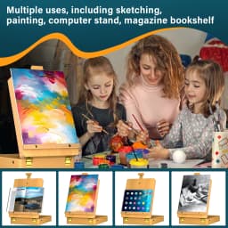 Portable Folding Beech Wood Desk Easel with Drawer, Adjustable Tabletop Drawing Sketching Art Box for Artists Studio Students