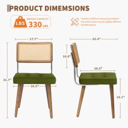 1PCS Rattan Back Dining Chair Upholstered Kitchen Chairs Vintage Chairs for Dining Room Restaurant