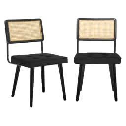 1PCS Rattan Back Dining Chair Upholstered Kitchen Chairs Vintage Chairs for Dining Room Restaurant