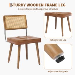 1PCS Rattan Back Dining Chair Upholstered Kitchen Chairs Vintage Chairs for Dining Room Restaurant