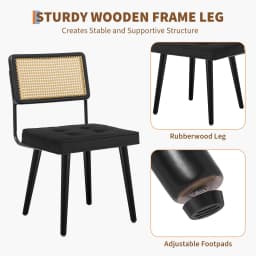 1PCS Rattan Back Dining Chair Upholstered Kitchen Chairs Vintage Chairs for Dining Room Restaurant