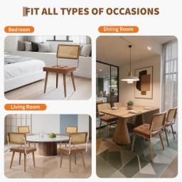 1PCS Rattan Back Dining Chair Upholstered Kitchen Chairs Vintage Chairs for Dining Room Restaurant