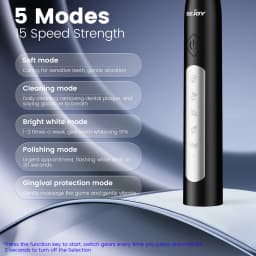 Sejoy Electric Sonic Toothbrush with 10 pcs Replacement Heads 5 Modes USB Rechargeable Waterproof Electric Tooth Brushes