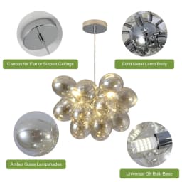 Modern Bubble Cluster Chandelier, 3-Light Dimmable Glass Globe Pendant