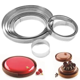 Professional kitchen baking perforated decorative tool stainless steel tart mold for cooking cakes, circular mold, circular ring