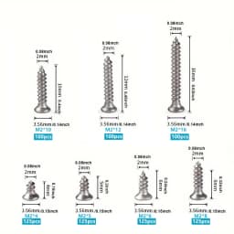 Set of 800 Self-Tapping Wood Screws, M2 Phillips Flat Head Screws for Sheet Metal, Assortment Kit of Self-Screws with Lock Nuts