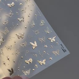 Fashion Silver Metallic Texture Nail Stickers 5D Embossed Stars Bow Love heart Cat Wings Nail Art Stickers DIY nail decoration