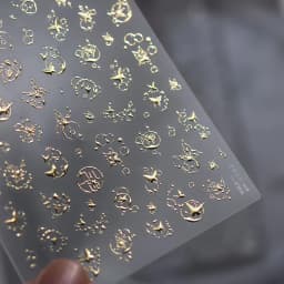 Fashion Silver Metallic Texture Nail Stickers 5D Embossed Stars Bow Love heart Cat Wings Nail Art Stickers DIY nail decoration