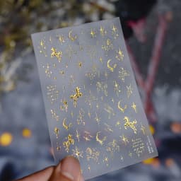 Fashion Silver Metallic Texture Nail Stickers 5D Embossed Stars Bow Love heart Cat Wings Nail Art Stickers DIY nail decoration