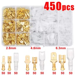 Wire Crimp Terminals Set 2.8/4.8/6.3mm Copper Male Female Wire Spade Connectors with Insulated Sleeve Electrical Conector Box
