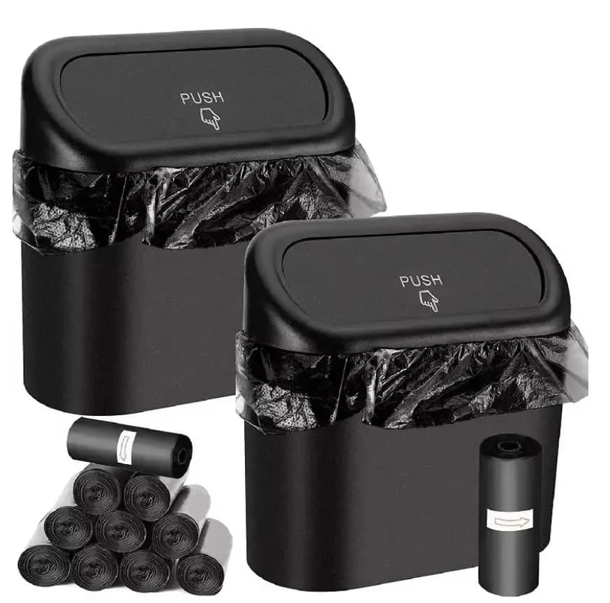 Car Trash Can (with Lid) Contains 1/2/3 Garbage Bags, Small Car Trash Can, Leak-proof Mini Car Accessories
