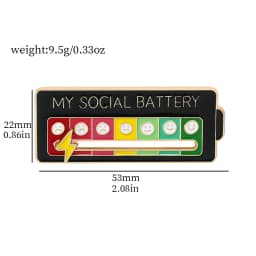 Mood Expression Pins for Women Men My Social Battery Brooches on Clothes Funny Alloy Badge Gifts