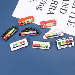 Mood Expression Pins for Women Men My Social Battery Brooches on Clothes Funny Alloy Badge Gifts