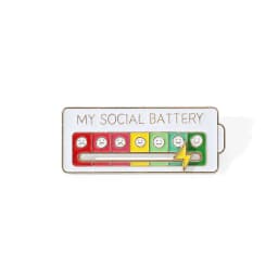 Mood Expression Pins for Women Men My Social Battery Brooches on Clothes Funny Alloy Badge Gifts