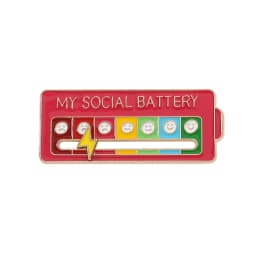 Mood Expression Pins for Women Men My Social Battery Brooches on Clothes Funny Alloy Badge Gifts