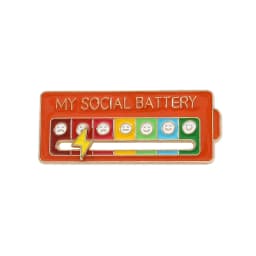 Mood Expression Pins for Women Men My Social Battery Brooches on Clothes Funny Alloy Badge Gifts