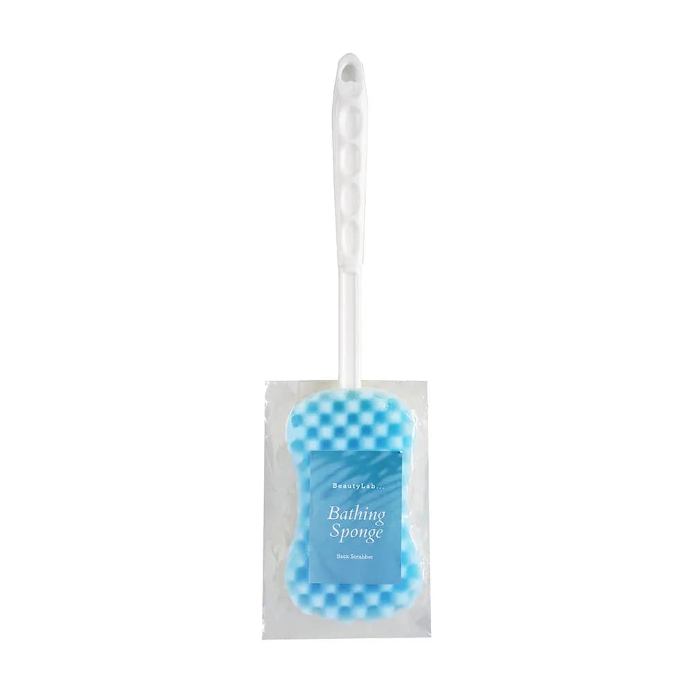 Long Handle Body Massage Sponge Back Scrubber Shower Brush for Exfoliating and Cleaning Hard to Reach Areas Blue