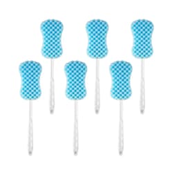Long Handle Body Massage Sponge Back Scrubber Shower Brush for Exfoliating and Cleaning Hard to Reach Areas Blue