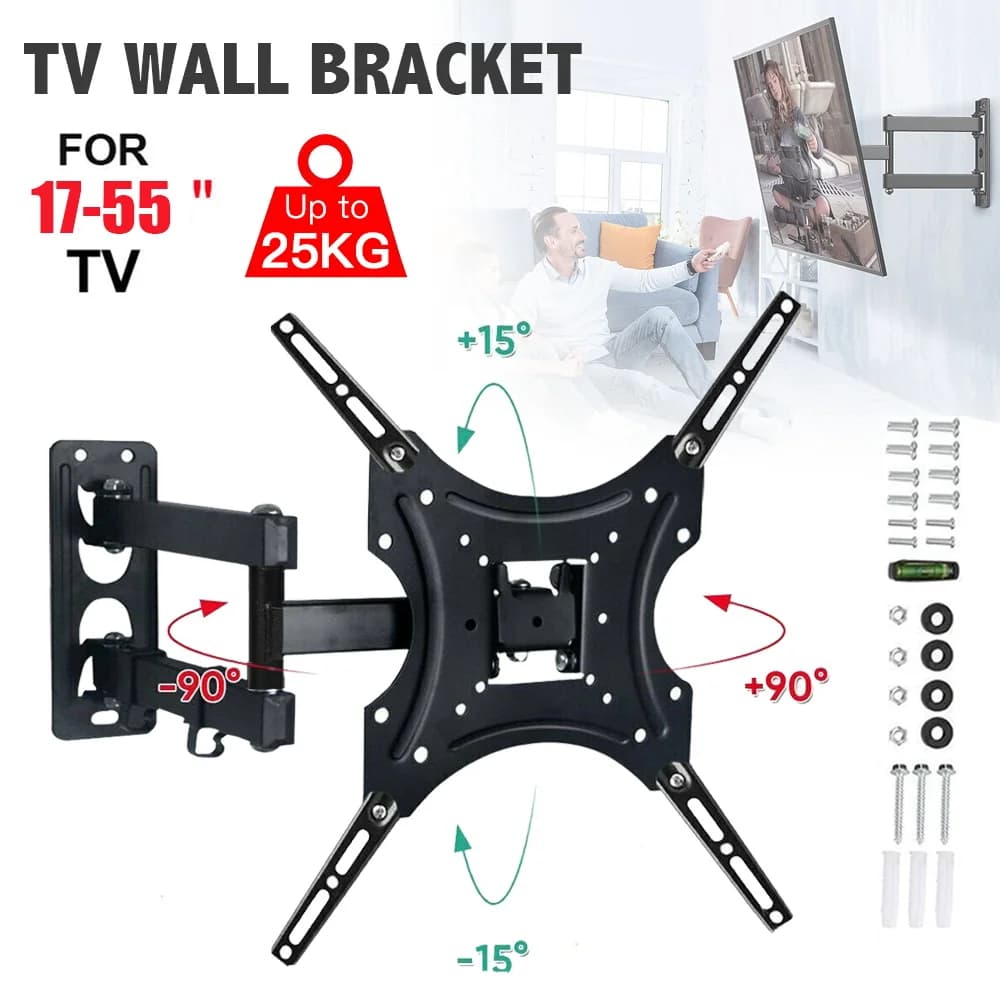 TV Wall Mount Bracket For 17-55inch TV Retractable Arms Swivel Tilt Extension Rotation TV Stand Expansion Bracket