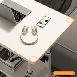 Adjustable Bedside Laptop Desk Multi-Layer Storage Height Adjustable Table with High-Gloss Wood Panel Metal Frame for Home Offic