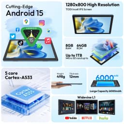 XGODY N01 10.1 Inch 8GB+64GB Android 15 Tablet With Keyboard and Case 2MP+8MP Camera 6000mah High-Performance Tablet Penta-Core
