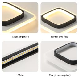 Modern LED Ceiling Light, Acrylic Square Ceiling Lamp Warm White 3500K for Hallway Office Bedroom Kitchen Living Room [Energy E]