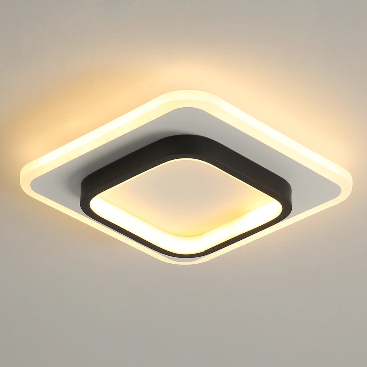 Modern LED Ceiling Light, Acrylic Square Ceiling Lamp Warm White 3500K for Hallway Office Bedroom Kitchen Living Room [Energy E]
