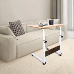 Rolling Laptop Desk With Adjustable Height Mobile Side Table with Universal Lockable Wheels For Bed, Couch, Sofa