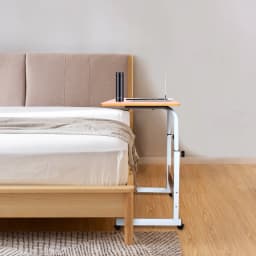 Rolling Laptop Desk With Adjustable Height Mobile Side Table with Universal Lockable Wheels For Bed, Couch, Sofa