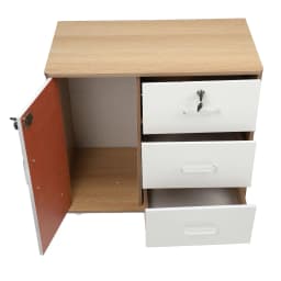 Bedside Storage Cabinet with Lock Removable Wheels Artificial Wood Bedroom End Table Drawer Cabinet for File Document Clothing